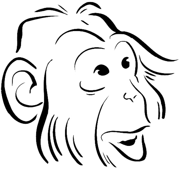 Monkey's head drawing vinyl sticker. Customize on line.  Animals Insects Fish 004-1329  